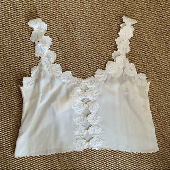 NWT Doen Flores Silk Scalloped Button V Neck Cami Camisole Tank Blouse Top Salt - Picture 5 of 9